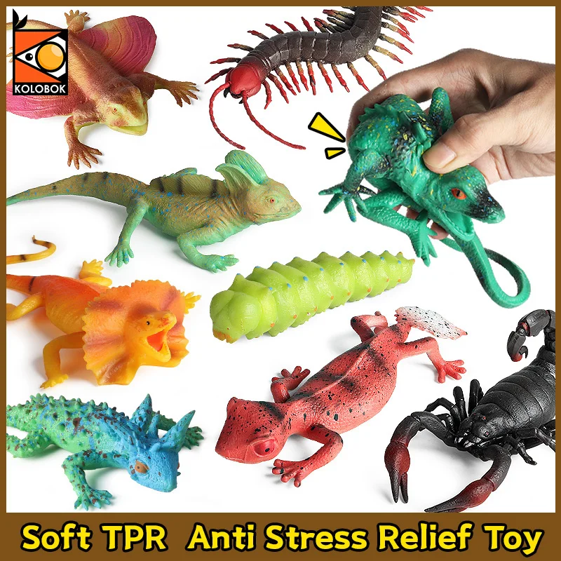 Kolobok Insect Animal Soft Lizard Caterpillar Scorpion Frog Model Action Figures Fun Pressure Reduction Anti Stress Toy Kid Gift