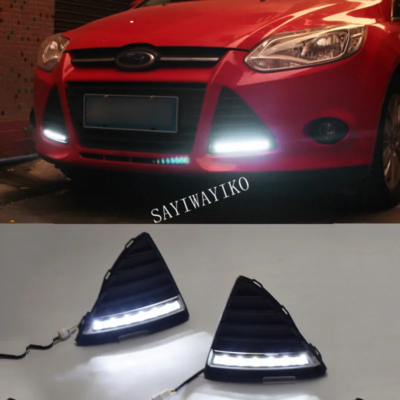 2PCS For Focus 3 2012 2013 2014 2015 Car Styling AUTO DRL Daylight Car Daytime Running Lights Set With Fog Lamp