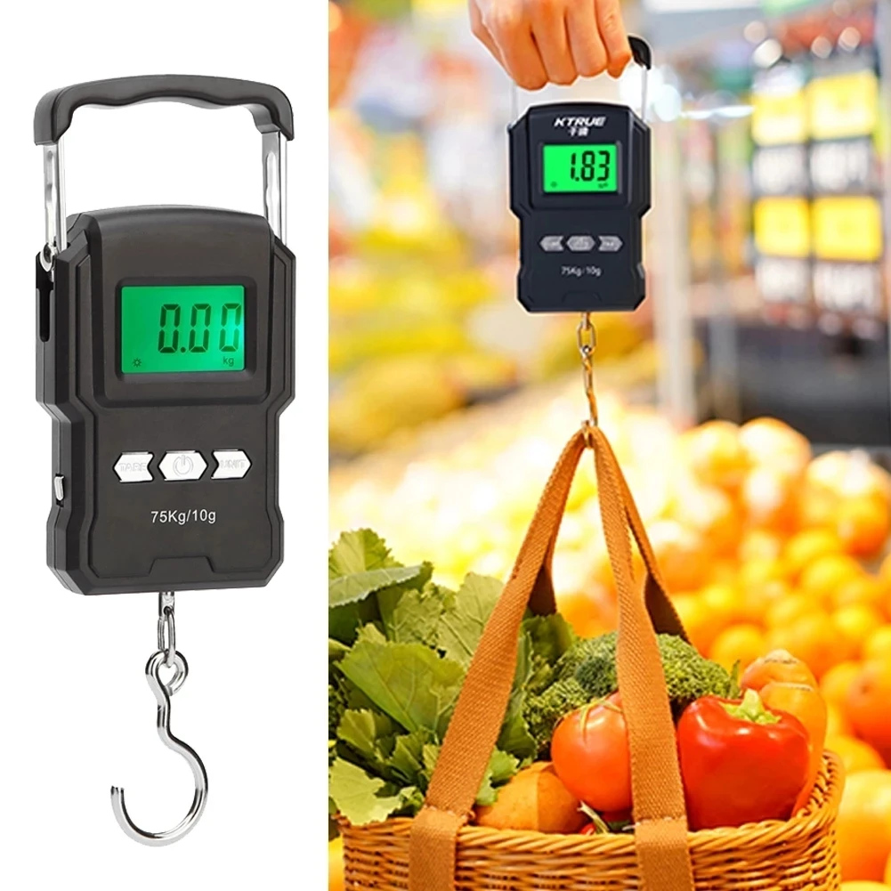 75Kg/10g LCD Digital Display Backlight Portable Hanging Hook Scale Double Accuracy Fishing Travel Mini Electronic Weighing Scale