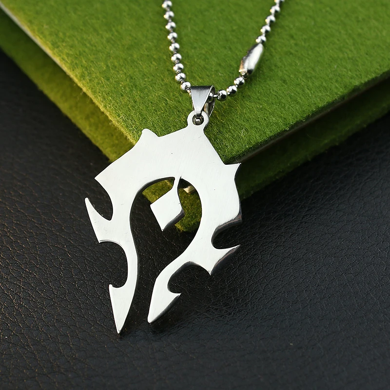 Free Chain Stainless Steel Black World Of Warcraft DOTA Tribal Pendant Necklace Anime Women Men Jewelry Wholesale