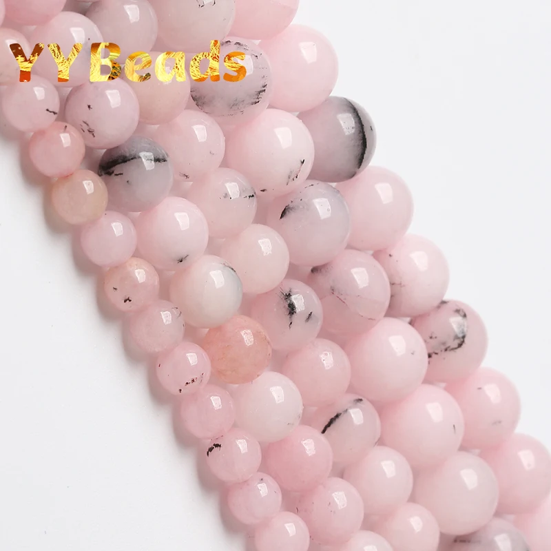 Natural Mineral Gem Stone Pink Opal Stone Beads Round Spacer Beads For Jewelry Making DIY Charms Bracelets 15