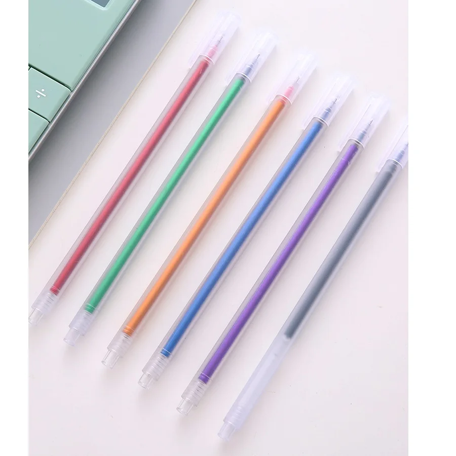 6pcs Matte Design Color Gel Ink Pen Ballpoint 0.5mm Multi Colors Liner Marker Pens for Drawing Journal Diary Office School F080