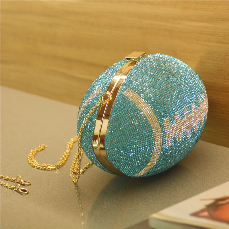 Rugby Shape Rhinestone Evening Clutch bag Women 2020 New Designer Personality Shiny Diamond Egg Shape Ball Dinner Purse Party