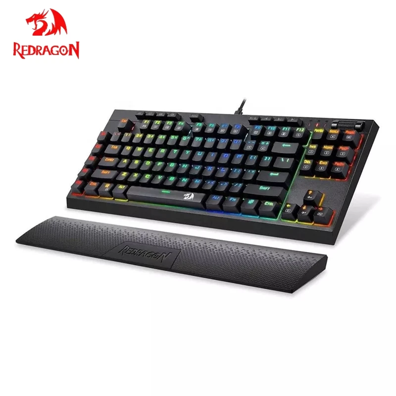 Redragon-Teclado mecánico Broadsword K588 RGB con cable USB, interruptor azul de 102 teclas, PC, Notebook, Gamer