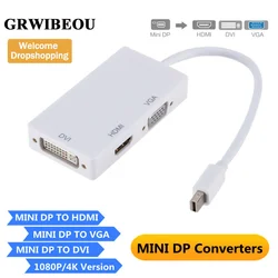 3 w 1 Mini DP DisplayPort na HDMI kompatybilny VGA DVI Adapter Mini DP konwerter kabla dla MacBook Pro Air Mini DisplayPort