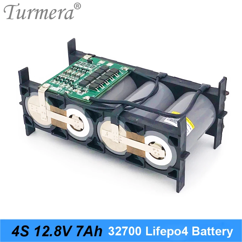 32700 Lifepo4 Battery Pack 4S1P 12.8V 7Ah with 4S 40A Balanced BMS for Electric Boat and Uninterrupted Power Supply 12V Turmera