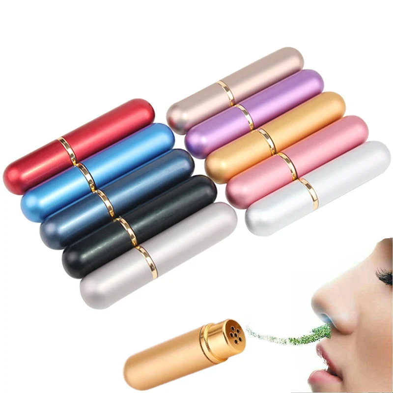 10pcs 10 Colors Essential Oil Aluminum Premium Blank Nasal Inhaler Refillable Empty Metal Inhaler with replacement wicks