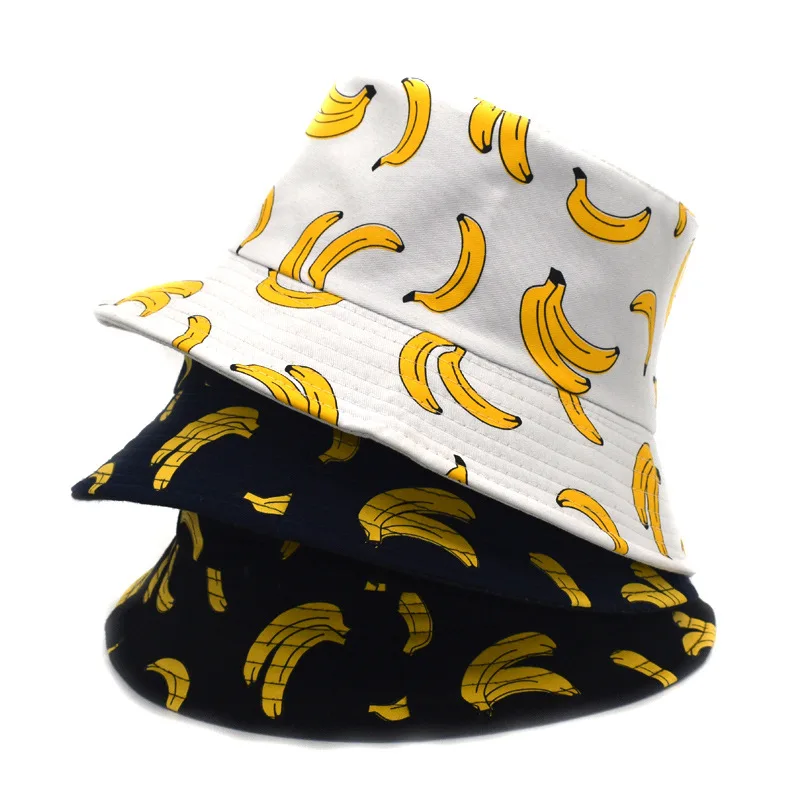 New Street Beach Bob Women Double Side Panama Hat Summer Printed Reversible Bucket Hat Men Outdoor Hip-Hop Fisherman Cap