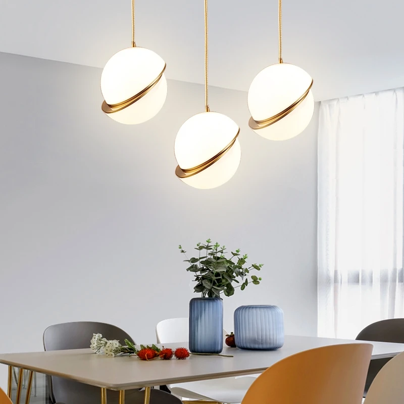 Nordic Acrylic Pendant Lights Dislocation Semicircle Hanging Lamp for Bedroom Dinning Room Lights Restaurant Bar E27 Led Light