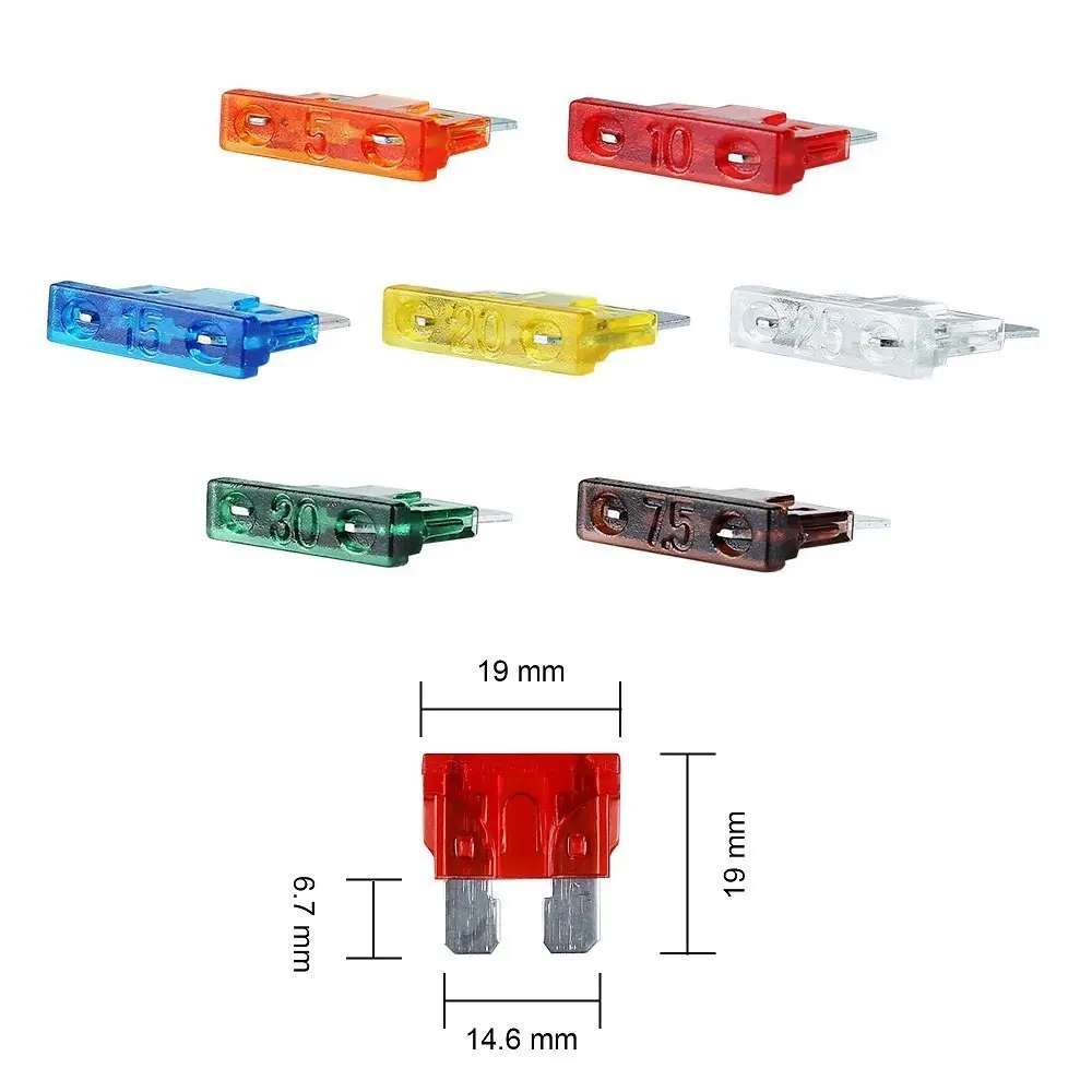 Kit de fusibles de hoja estándar surtidos, 2A, 3A, 5A, 7.5A, 10A, 15A, 20A, 25A, 30A, 35A, 100 unidades