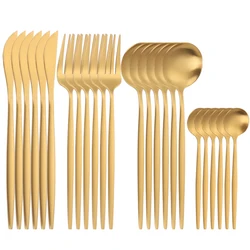 SPKLIFEY Gold Cutlery 24 Pcs Golden Cutlery Set Stainless Steel Dinnerware Set Spoon Set Tableware Forks Knives Spoons New