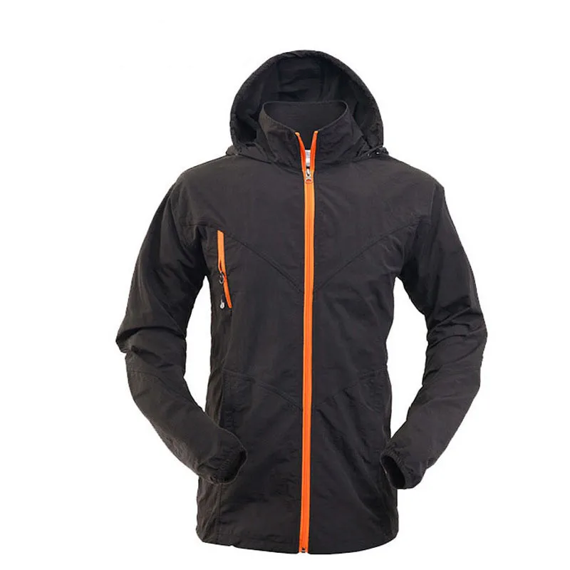 Spring Summer Hoodie Jacket Men Quick Dry Hiking Jackets Waterproof Sun-Protective Outdoor Sports Coats Light Windbreaker Male