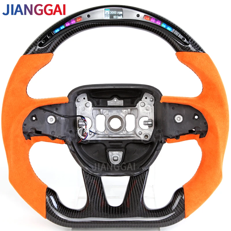 

Custom Wheel Fit For Dodge Challenger Steering Wheel Led Shift 7 Colors Racing Wheel 2015-2019 Model