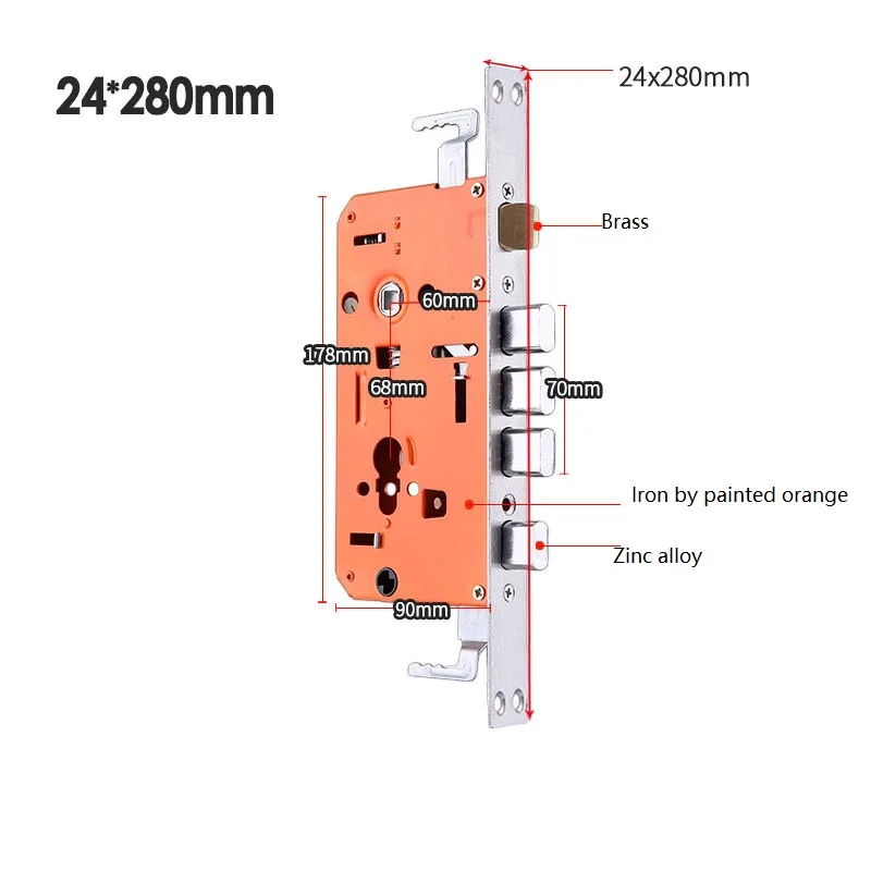 Imagem -05 - Corpo Anti-roubo Mortise Door Lock Meio Universal Engrossar a Parte de Trava de Segurança Acessórios de Hardware Aço Inoxidável