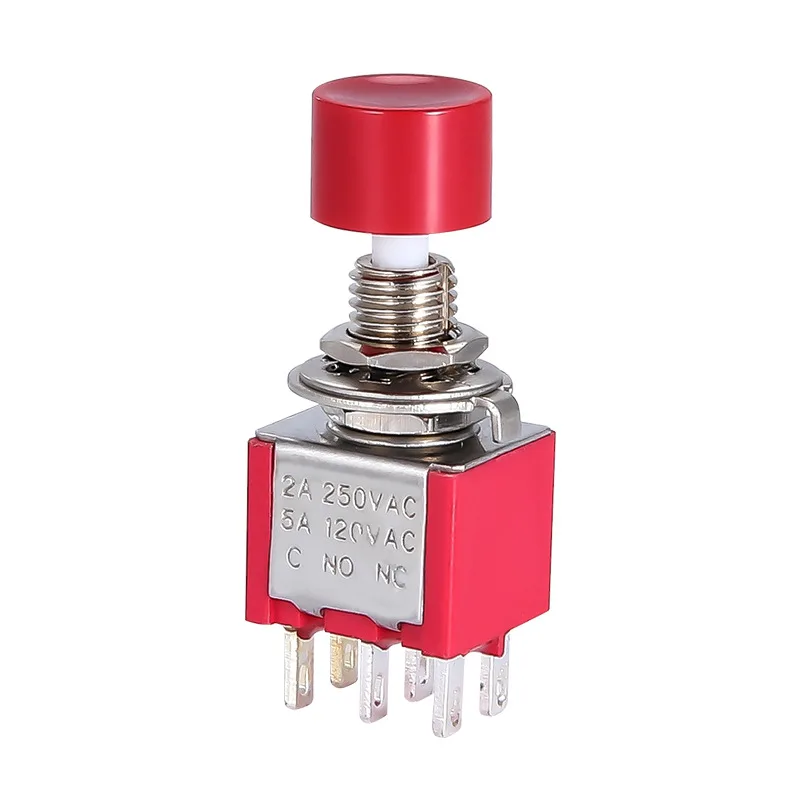 5PCS 6mm, self reset/self lock, pole switch, DPDT micro switch, 3/6/9/12-pin, 1/5 position, 6a/2/3V, 3A/125V, mts-202/102/103 AC