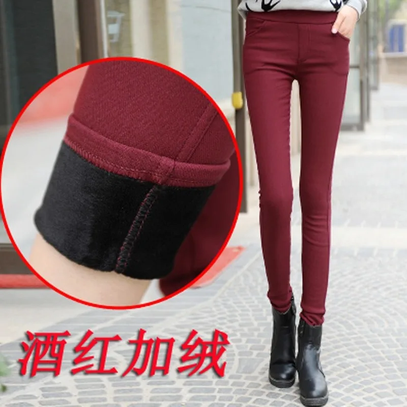 Casual Plush Thicked Fleece Lined Thermal Stretchy Skinny Leggings Pants Women Winter Warm Long Trousers