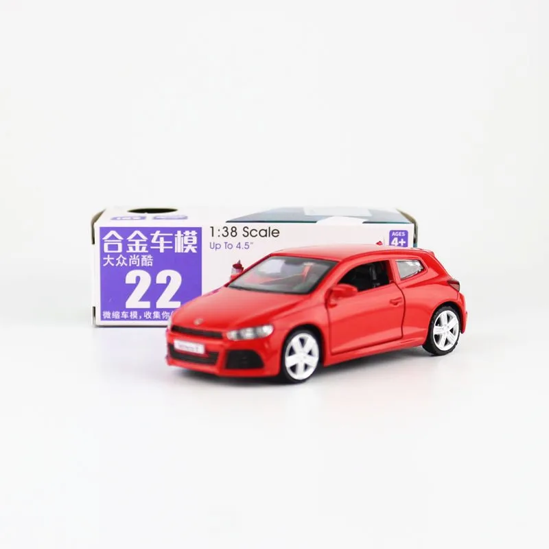 Diecast Metal Toy Model 1:38 Scale Volkswagen Scirocco R Car Pull Back Doors Openable Educational Collection Gift Kid Match Box