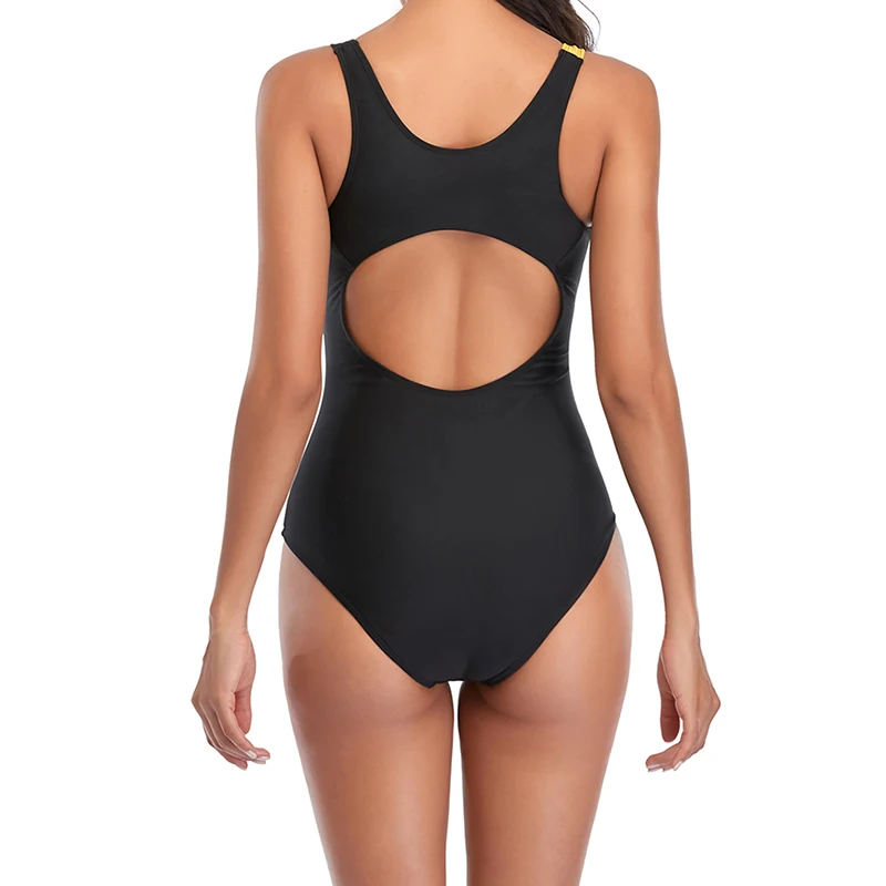 One Piece Women Swimsuit Sports Swimwear Beachwear Patchwork Plus Size Bathing Suit Backless Push Up Sexy Female