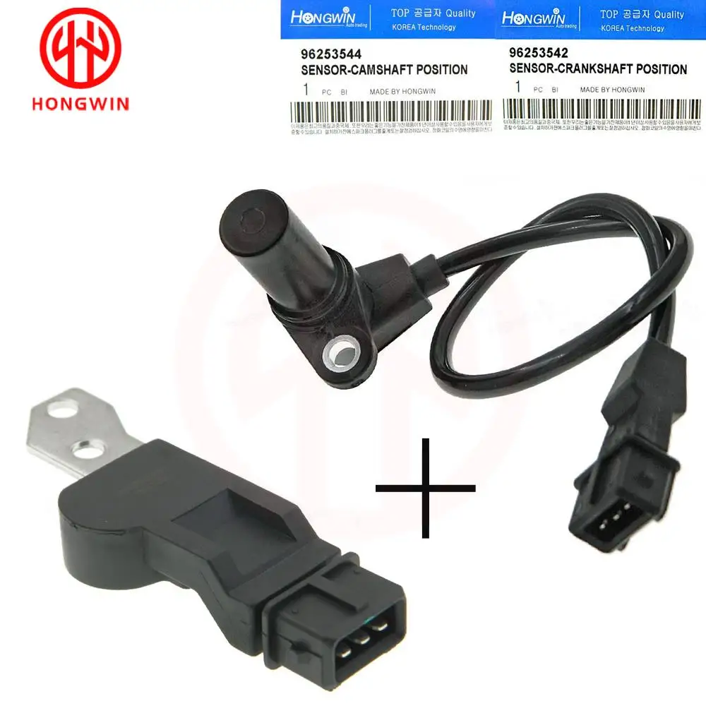 New Camshaft & Crankshaft Position Sensor 96253544 96253542 & Connector Plug Wire For Chevrolet Aveo Aveo5 / Potatic Wave Daewoo