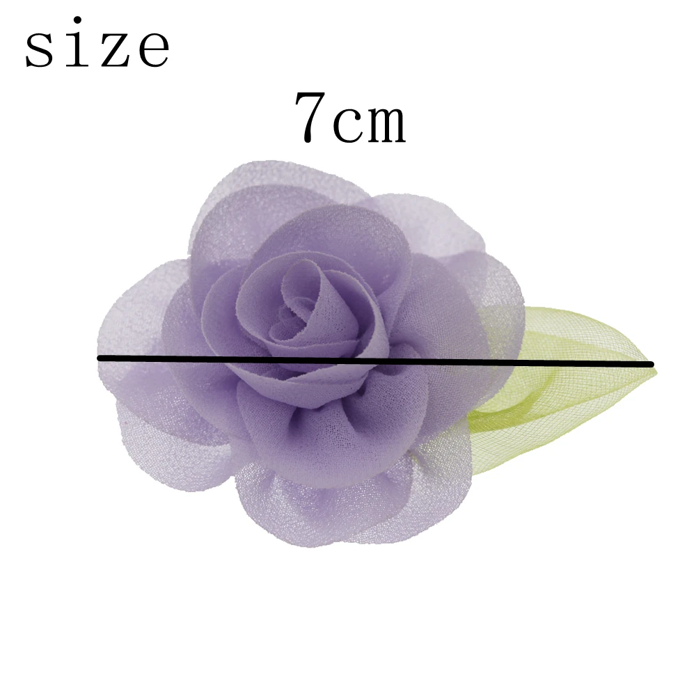 7cm Boutique Rose Chiffon Flower Mini DIY Hair fabric Flowers no hair Clips Christmas Wedding Girls Hair Accessories 20pcs/lot