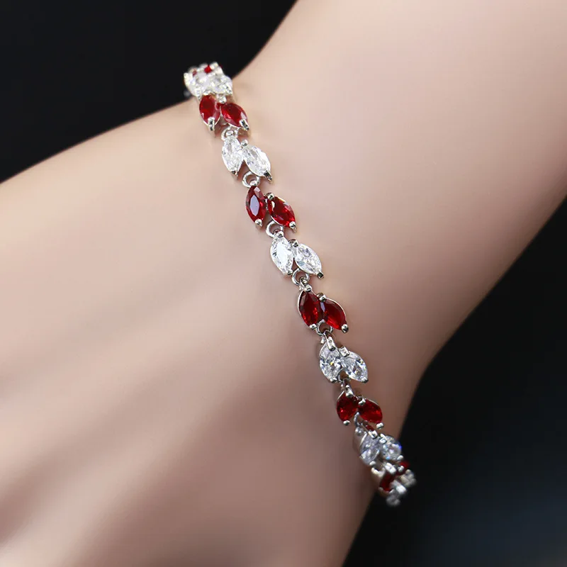 HuiSept Bracelet 925 Silver Jewelry with Zircon Gemstone Luxury Hand Accessories for Women Wedding Bridal Party Gift Wholesale