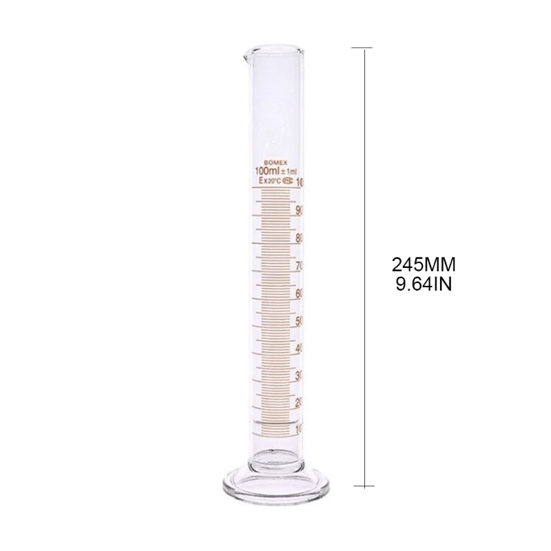 E5BE 100 ml Plastic Measuring Cylinder Liquid Measuring Tools Compatible with Chemistry Kitchen Thick Glass Transparent