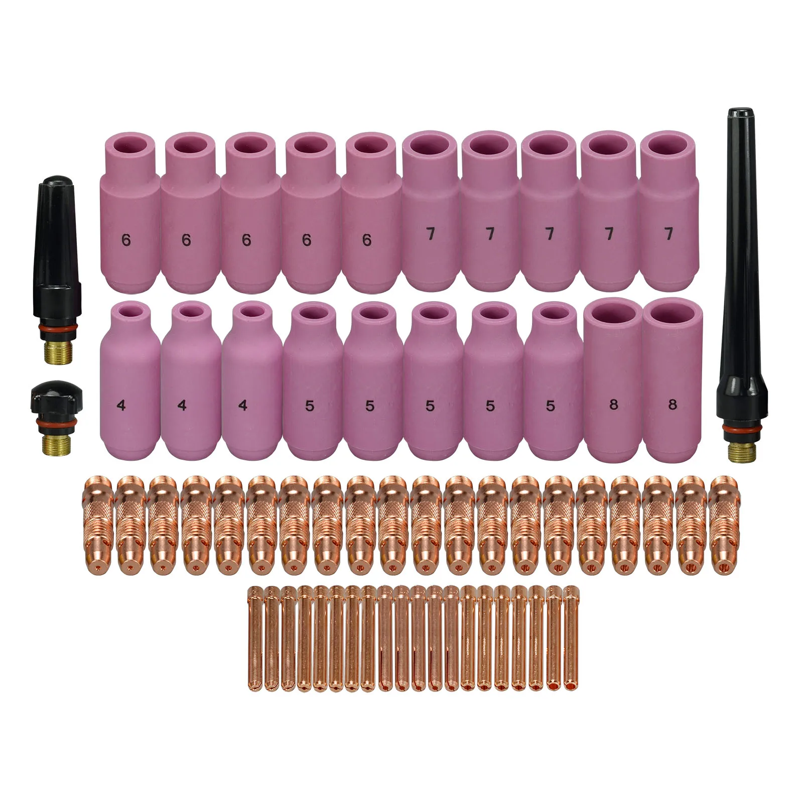 Tig welding Consumables KIT For 17 & 26 Series Air Cooled Torches and 18 Series Water Cooled Torches 63pcs