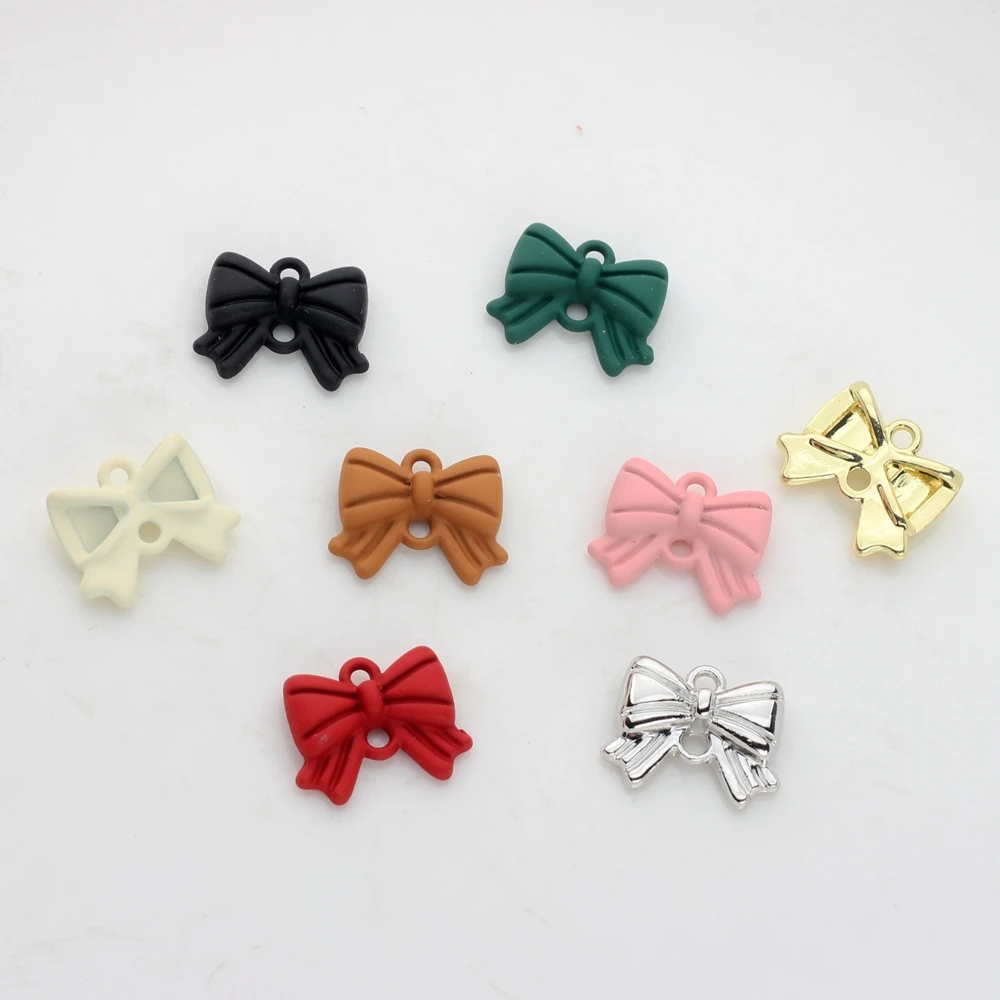 Zinc Alloy Spray Paint Bow Charms Connector Pendant 10pcs/lot For DIY Handmade Earrings Jewelry Material Accessories