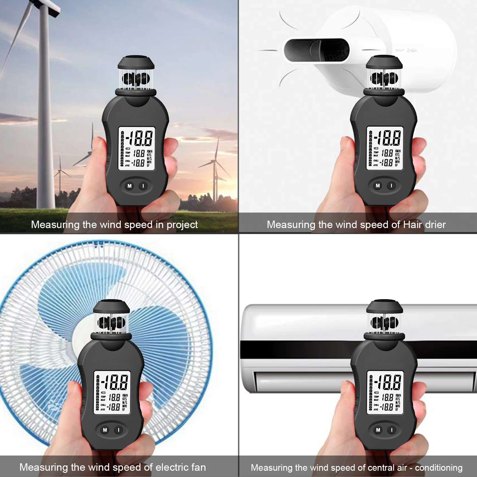 Imagem -05 - Anemômetro Digital Portátil Medidor de Velocidade do Vento Medindo a Velocidade do ar para Ventoinha Hvac Barco Vela Tiro Hp876 Bolso