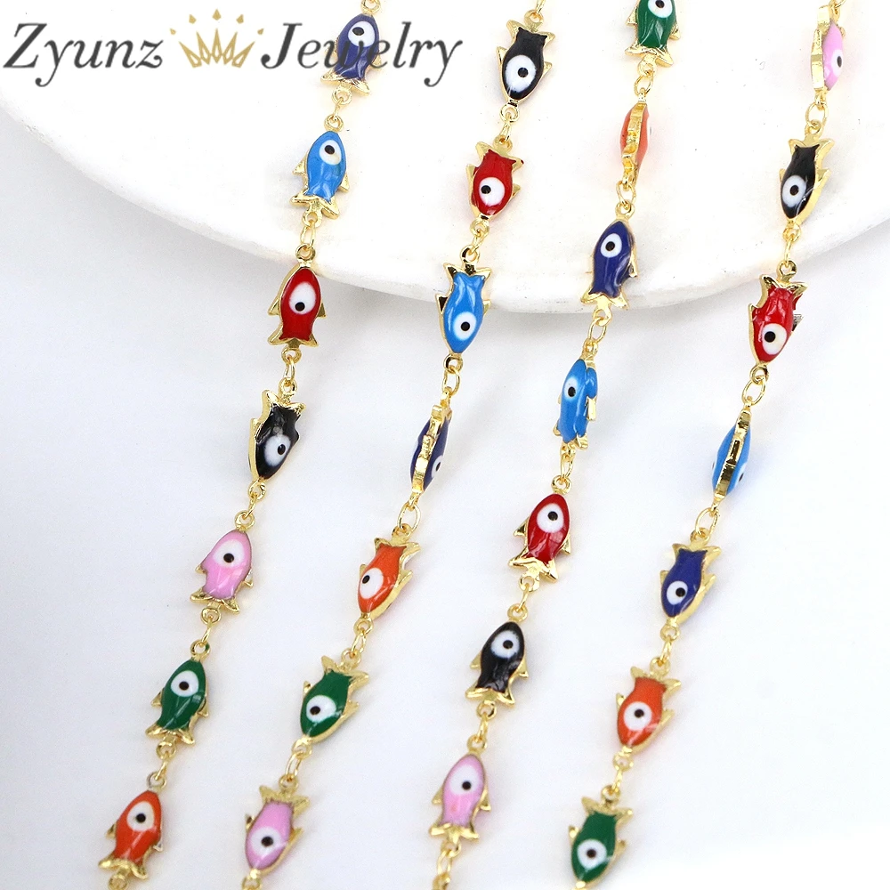 5 Meters, Oval / Fish / Round Eye Chain Colorful Cable Beaded Chain Necklace Enamel Chain for Jewelry Making Components Crafts