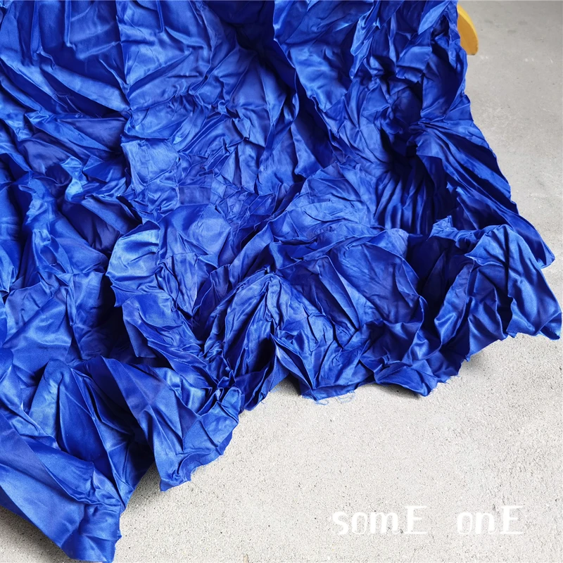 

Irregular Pleated Tulle Fabric Blue Brown Miyake Folds DIY Wedding Background Decor Skirts Dress Clothes Designer Fabric