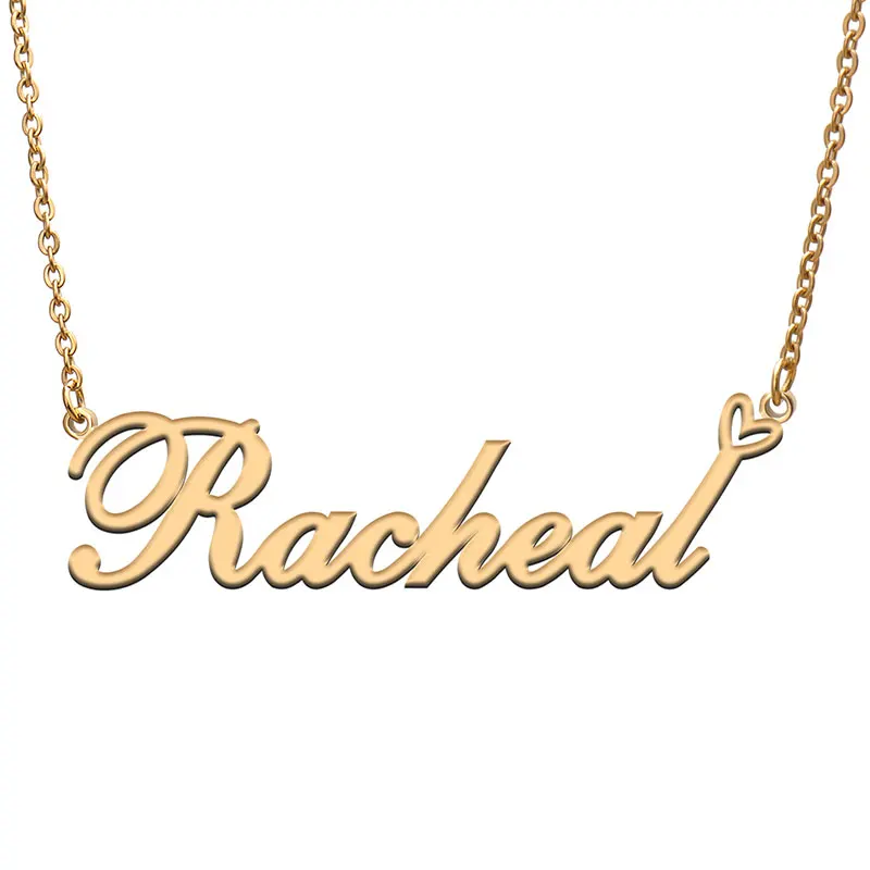 

Racheal Name with Love Heart Necklace for Women Girl Stainless Steel Jewelry Dainty Nameplate Pendant Mother Valentine Gift