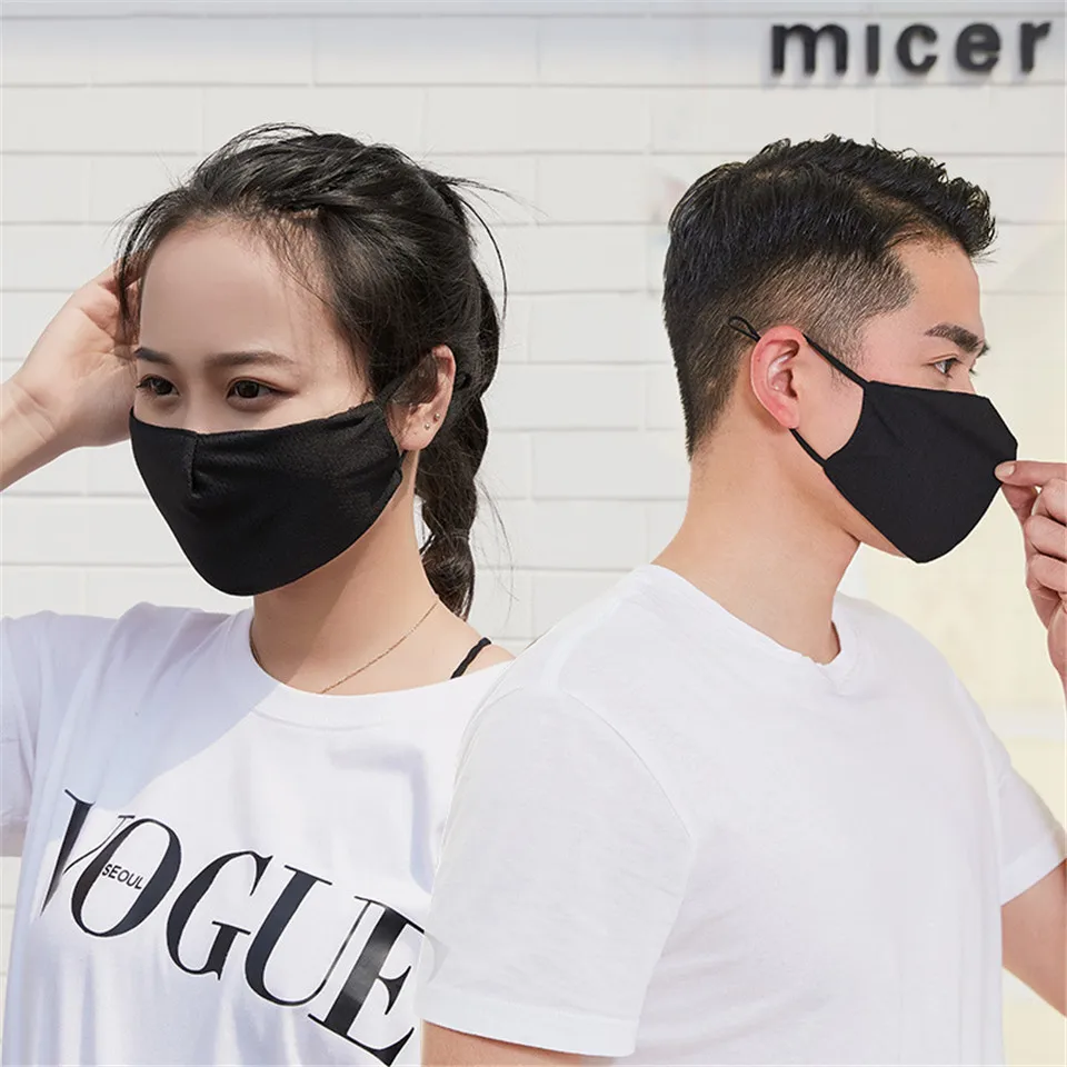 Unisex Mens Womens Black Anti-Dust Mouth Face Cotton Mask Soft Comfortable Mask Double Layer Adjustable Dust Windproof Face Mask