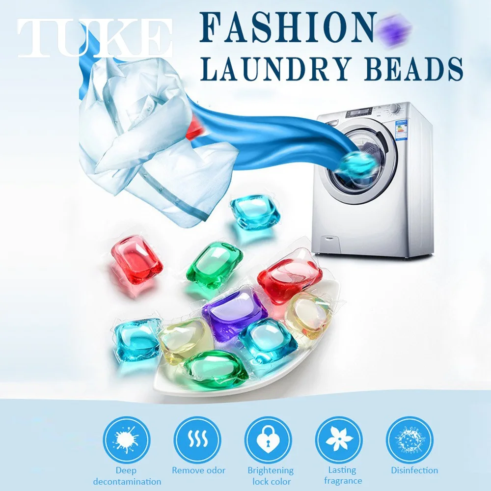 20pcs Multifunction Colorful Laundry Bead Cute Candy Laundry Pod Lasting Fragrance Cleaner Capsules Washing Liquid Water Fragran