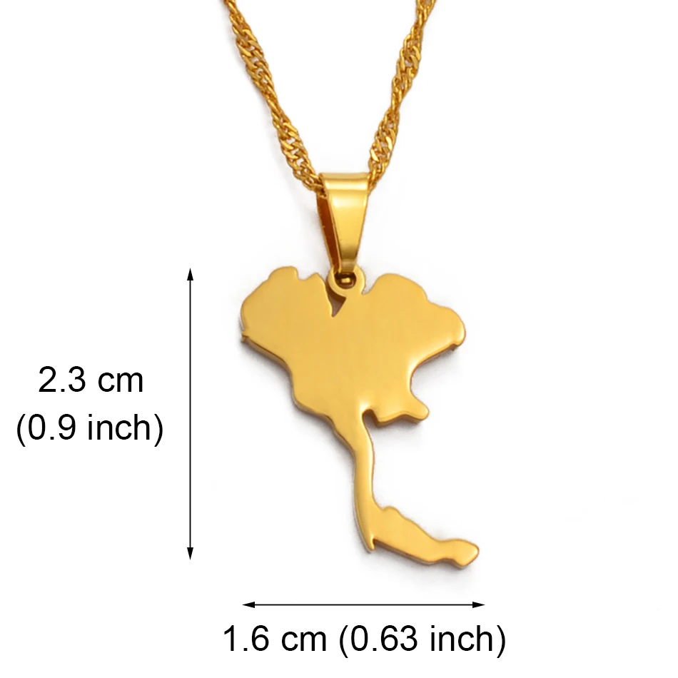 Anniyo the Kingdom of Thailand Map Pendant Necklaces for Women/Girl Jewelry Thai  #024721