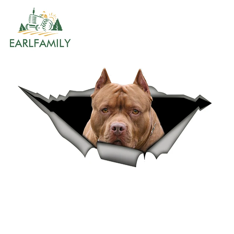 EARLFAMILY 15cm x 6cm Brown American pitbull Car Stickers Funny Pet Dog Decal Waterproof Car Styling Vinyl Decal Decoration