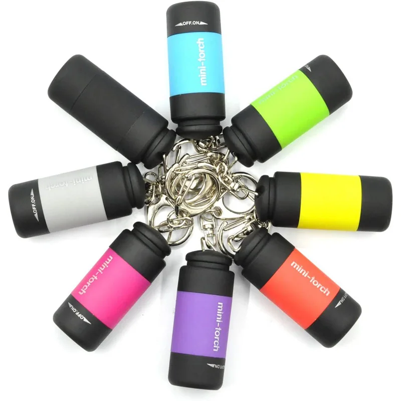 USB Rechargeable Key chain Flashlight Mini Keychain Pocket Torch LED Lamp Outdoor Camping light USB Charger Multi-color