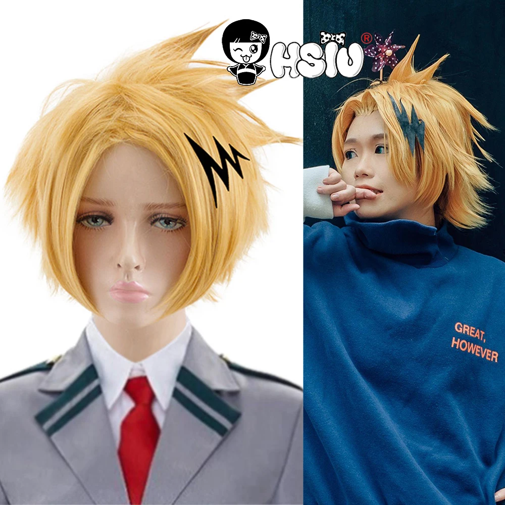 Kaminari Denki Peruca Cosplay, HSIU, My Hero Academy, Perucas de fantasia, Trajes de Halloween