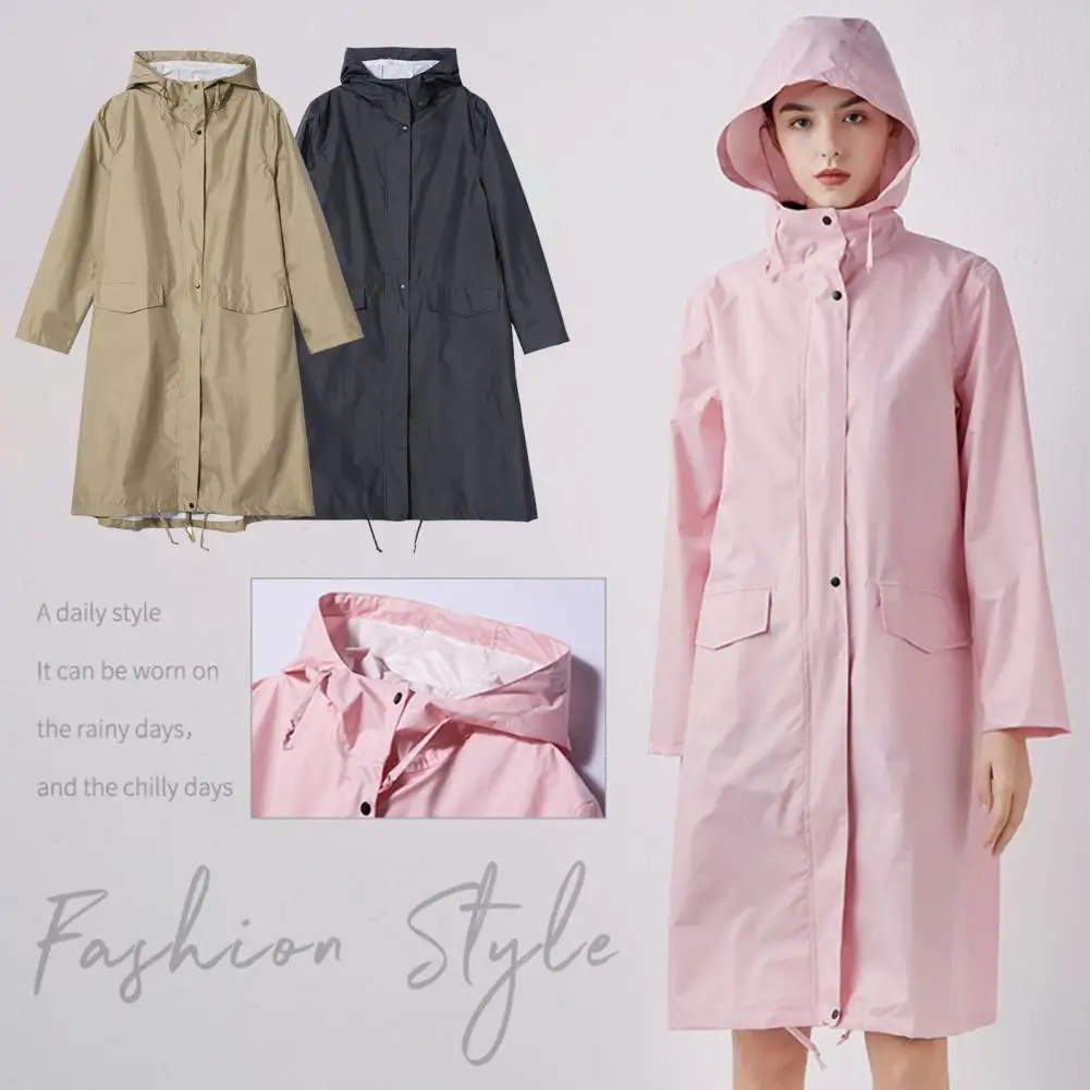 Practical Waterproof Jacket Solid Color Windproof Raincoat Waterproof 210D Polyester Cloth Unisex Rain Jacket for Outdoor