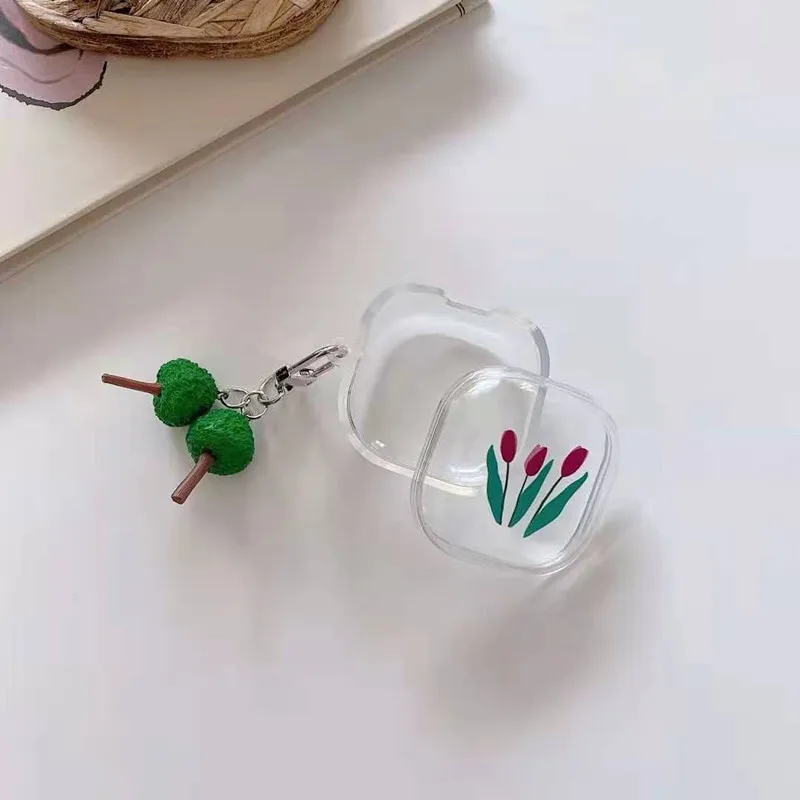 for Samsung Galaxy Buds Live Box Soft TPU Wireless Bluetooth Earphone Protective Transparent Clear Cover with Keychain