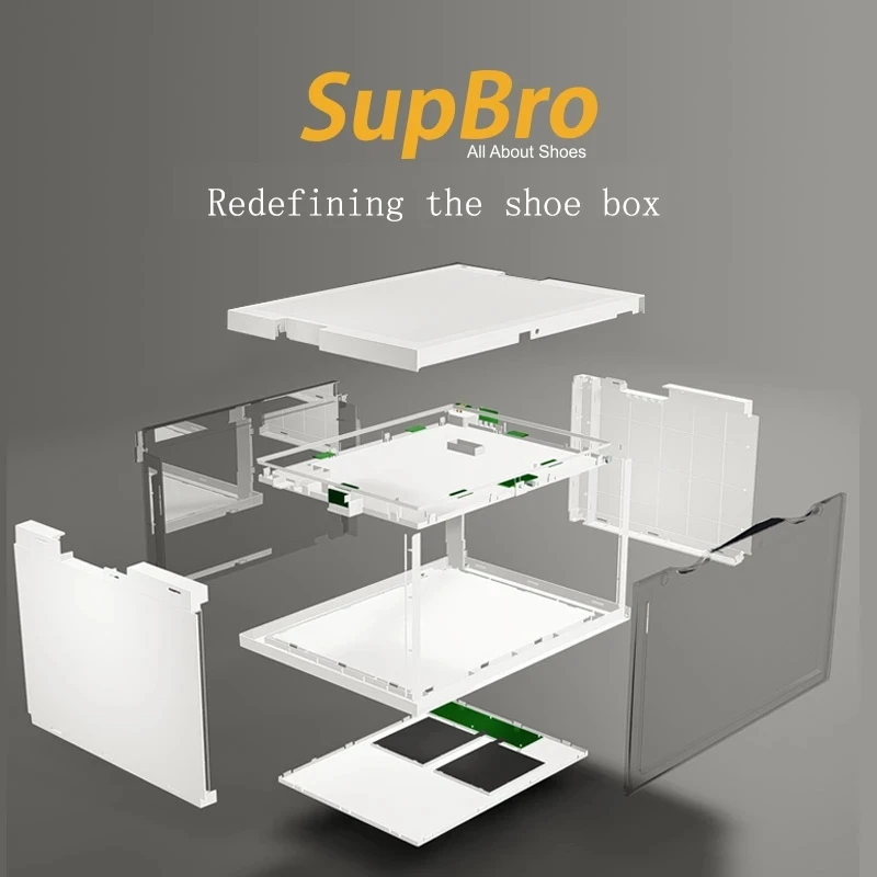 Supbro LIT Collection Crates LED Voice Control Shoe Box Acrylic Transparent Sneaker Box Organizer Box Free Combination Overlay