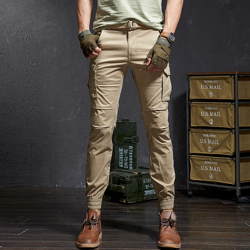 Spring Autumn Mens Camouflage Cargo Pants Cotton Multi-pocket Casual Sports Overalls Trousers Fans Outdoor Pants