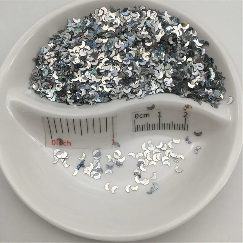 3 millimetri di Figura della Luna di PVC Allentato Paillettes Glitter Paillettes per Unghie artistiche Manicure, Confetti di Nozze, accessori per