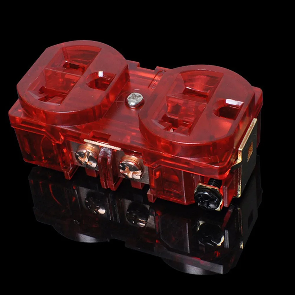 2 Buah/4 Buah Soket Listrik Hitam HIFI US 20A Soket Wadah Daya AC Distributor Tembaga Merah