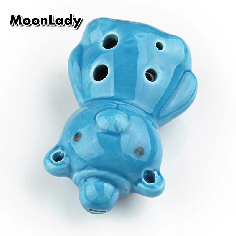 4 Colors Ocarina 6 Hole Bear Small Ocarina Alto C Tone Beginner Ocarina Tourist Souvenir Teaching Toys Ceramic Pendant