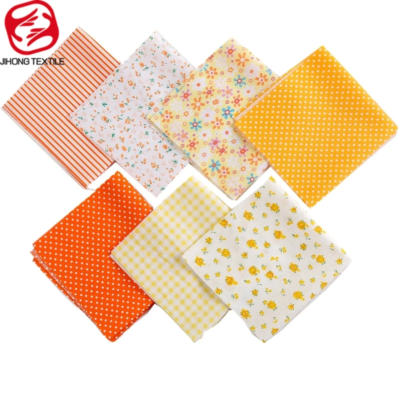 Printed Cotton Fabric for DIY Sewing, Patchwork, Craftsman Cloth, Thin Materials, Sold in Bundles, 24*25cm, 7 PCs/Pack