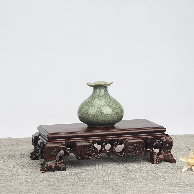 Rectangular Base Vase for Bonsai, Wooden Tray, Display Show Pedestal, Ornaments Ebony Purple Sand, Teapot