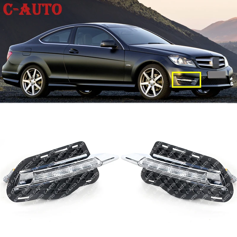 

For Mercedes-Benz C-Class w204 180 200 250 260 300 2008-2010 Car LED Daytime Running Light DRL Fog Lamp Cover Fashion Edition