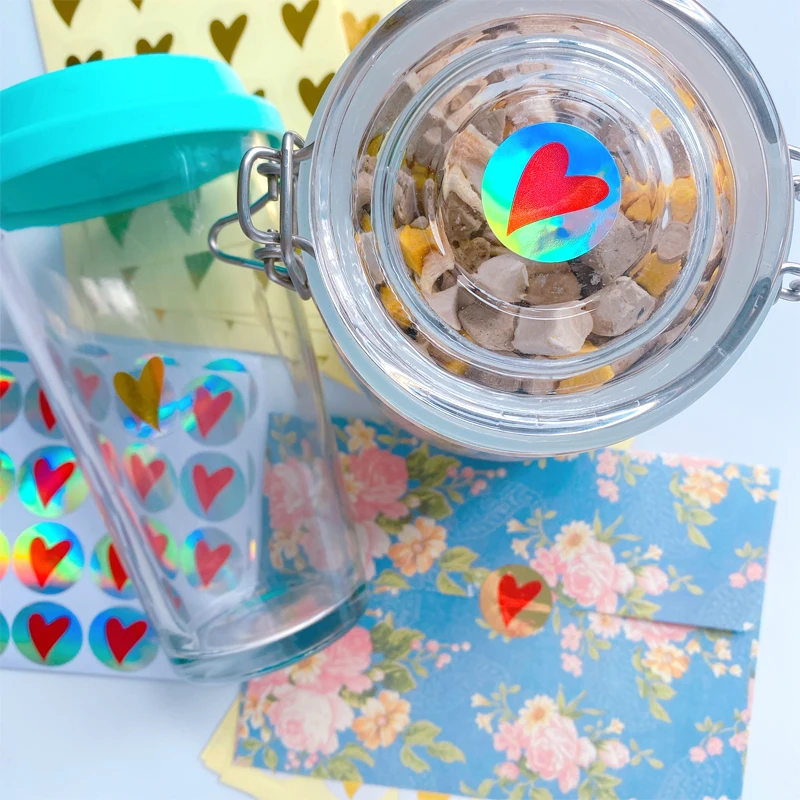 160 Stück/Los Runde Herz-Geschenk-Siegel-Etiketten, selbstklebende Kraftpapier-Siegel-Aufkleber für Backwaren, lustige DIY-Arbeiten – Detail 5