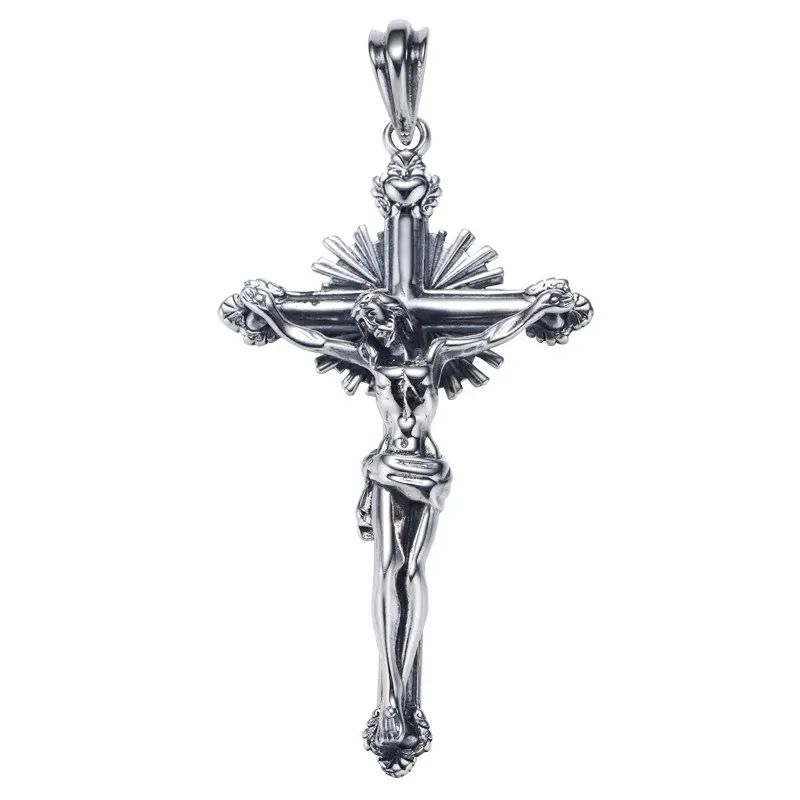 

BOCAI New S925 sterling silver male pendant vintage Thai silver Jesus cross real 925 silver male and female necklace pendant